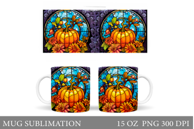 Pumpkin Mug Sublimation. Fall Pumpkin Flowers Mug Wrap