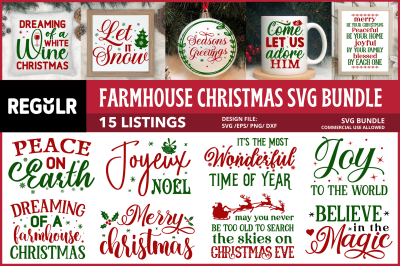 Farmhouse Christmas Svg Bundle