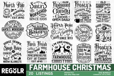 Farmhouse Christmas svg Bundle