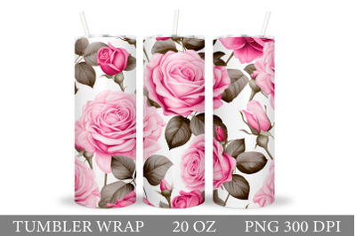 3D Rose Tumbler Wrap Design. Rose Tumbler Sublimation