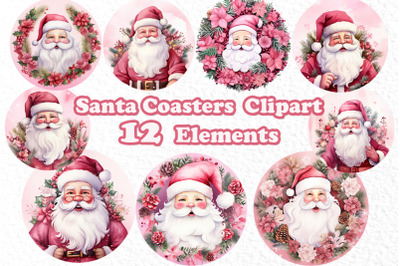 Santa Claus Clipart, Christmas Clipart, Santa Coasters Png
