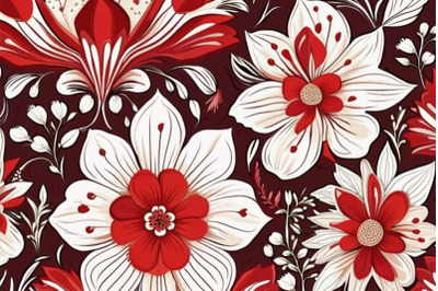 White Red flower pattern