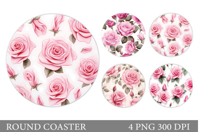 Rose Round Coaster Sublimation. Flowers Round Coaster Design