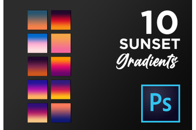 Adobe Photoshop sunset gradient pack GRD gradients