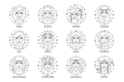Zodiac signs.Female collection.