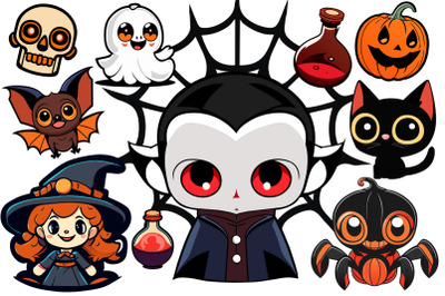 Cute SVG Halloween Set of Characters.