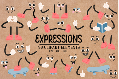 Cartoon Character Expressions Clipart svg | Cartoon svg clipart | Char