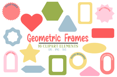 Mod Geo Frames Clipart svg | Geometric svg clipart | Shapes svg | Fram