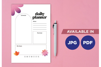 Aesthetic floral planner for printing planifier sheet