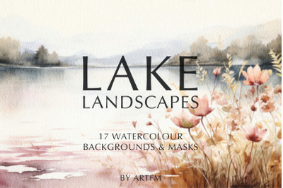 LAKE Watercolor Landscape Backgrounds