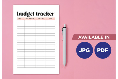 Budget tracker planner for printing planifier sheet