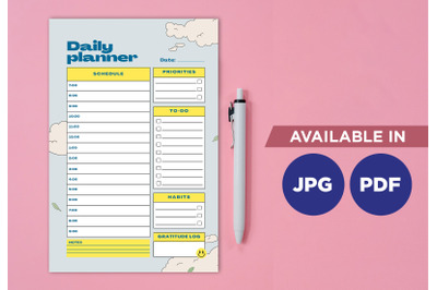 Daily planner for printing planifier sheet