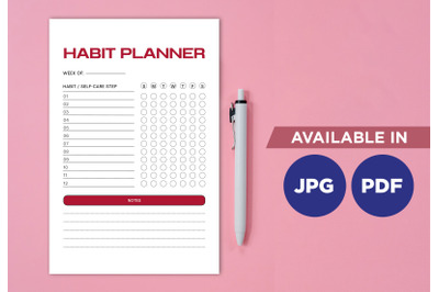 Habit planner for printing planifier sheet