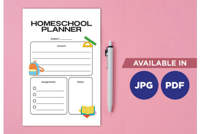 Homeschool planner for printing planifier sheet