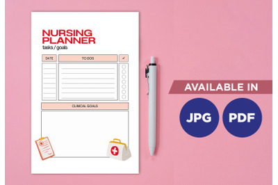 Nursing planner for printing planifier sheet