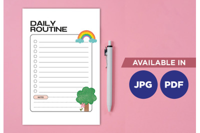 Daily rainbow planner for printing planifier sheet