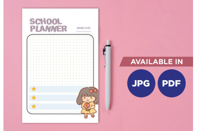 School planner for printing planifier sheet