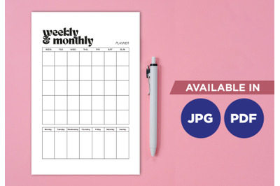 Weekly &amp; monthly planner for printing planifier sheet