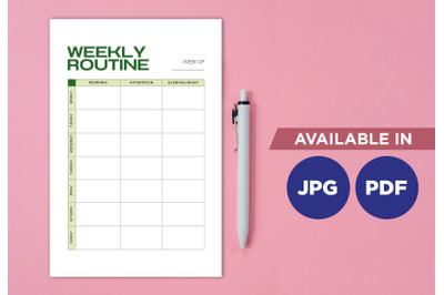 Weekly routine planner for printing planifier sheet