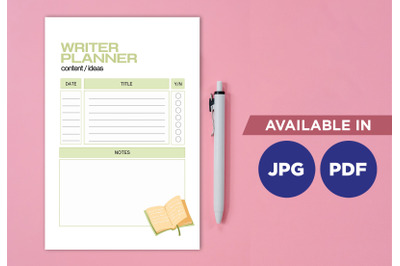 Writer planner for printing planifier sheet