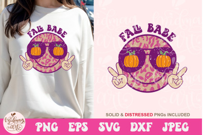 Fall Babe smile face SVG, Retro Fall Sublimation