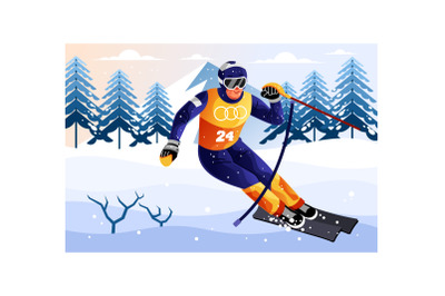 Alpine Skiing Sport Illustration