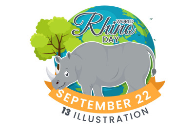 13 World Rhino Day Vector Illustration