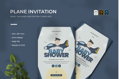 Plane - Baby Shower Invitation