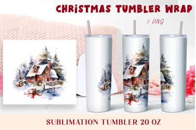 Winter tumbler wrap design Christmas haus tumbler sublimation png