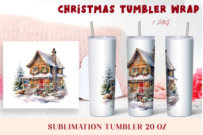 Winter tumbler wrap design Christmas haus tumbler sublimation png