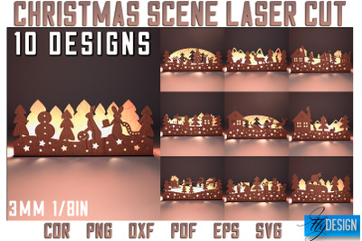 Christmas Scene Laser Cut SVG | Christmas Laser Cut SVG Design