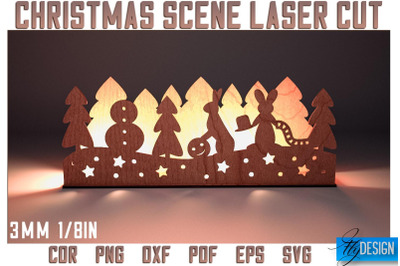 Christmas Scene Laser Cut SVG | Christmas Laser Cut SVG Design