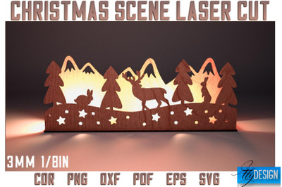 Christmas Scene Laser Cut SVG | Christmas Laser Cut SVG Design