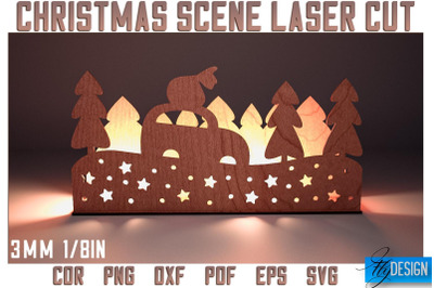 Christmas Scene Laser Cut SVG | Christmas Laser Cut SVG Design