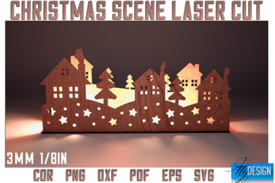 Christmas Scene Laser Cut SVG | Christmas Laser Cut SVG Design