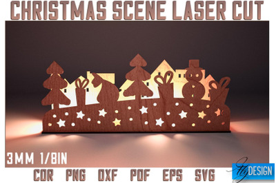 Christmas Scene Laser Cut SVG | Christmas Laser Cut SVG Design