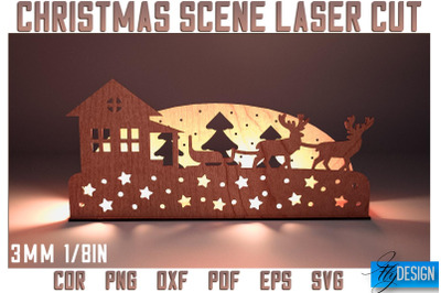 Christmas Scene Laser Cut SVG | Christmas Laser Cut SVG Design