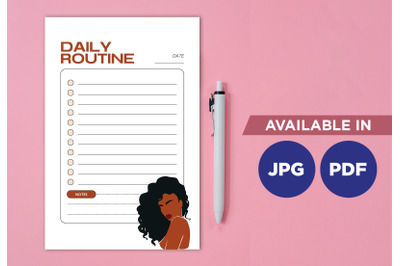 Black woman planner printable planifier digital template art