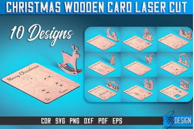 Christmas Wooden Card Laser Cut SVG | Christmas Laser Cut SVG Design |