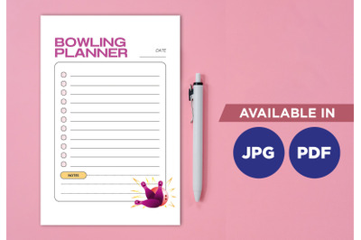 Bowling planner printable planifier digital template art