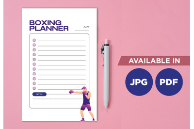 Boxing planner printable planifier digital template art