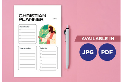 Christian planner printable planifier digital template art