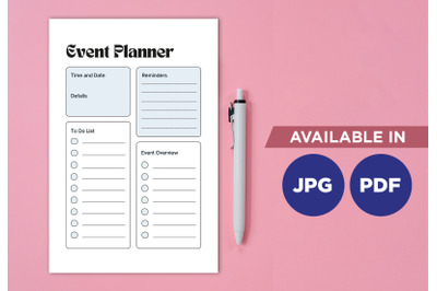 Event planner printable planifier digital template art