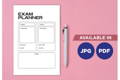 Exam planner printable planifier digital template art