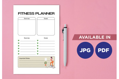 Fitness planner printable planifier digital template art