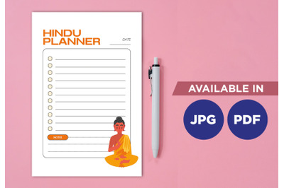 Hindu planner printable planifier digital template art