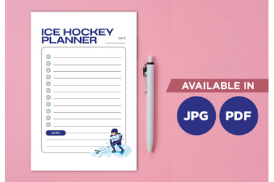 Ice hockey planner printable planifier digital template art