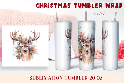 Winter tumbler wrap design Christmas deer tumbler