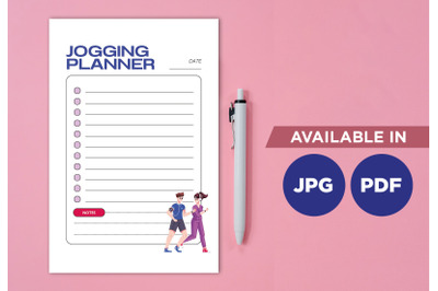 Jogging planner printable planifier digital template art