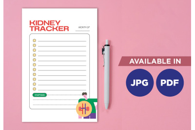 Kidney planner printable planifier digital template art